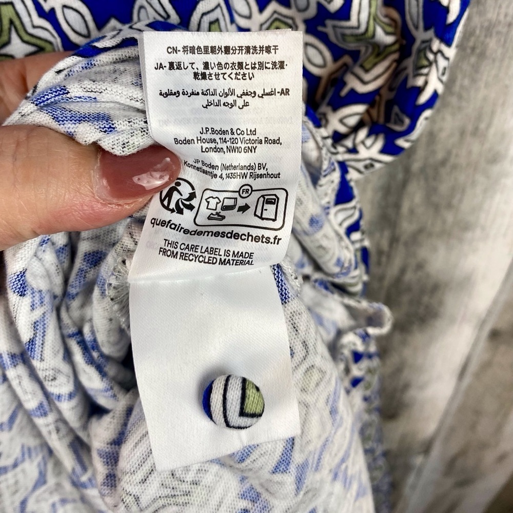 NWOT Boden Racer Neck Halter Maxi Dress in Blue Green Floral Tile Size 4 Regular - Picture 10 of 13